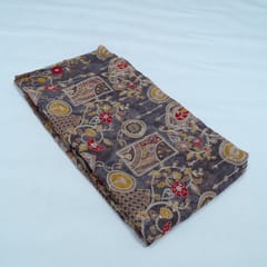 Grey Color Georgette Embroidered Fabric