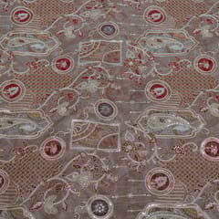 Light Brown Color Georgette Embroidered Fabric