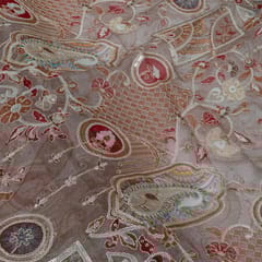 Light Brown Color Georgette Embroidered Fabric