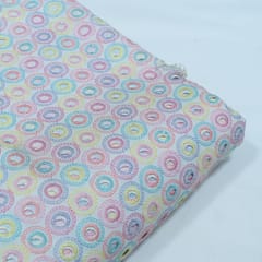 Multi Color Cotton Chikan Embroidered Fabric