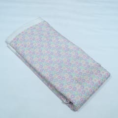 Multi Color Cotton Chikan Embroidered Fabric