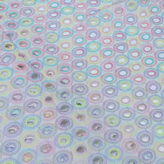 Multi Color Cotton Chikan Embroidered Fabric