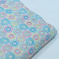 Multi Color Cotton Chikan Embroidered Fabric