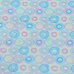 Multi Color Cotton Chikan Embroidered Fabric