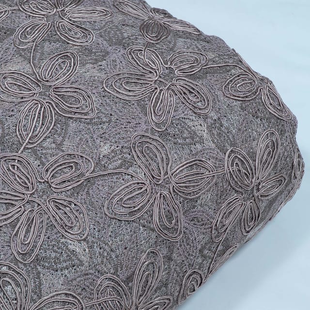 Mouse Color Imported Net Embroidered Fabric