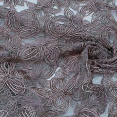 Mouse Color Imported Net Embroidered Fabric