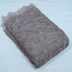 Mouse Color Imported Net Embroidered Fabric