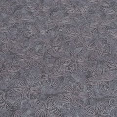 Mouse Color Imported Net Embroidered Fabric