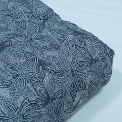 Grey Color Imported Net Embroidered Fabric