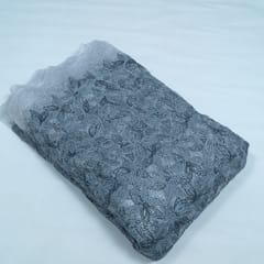 Grey Color Imported Net Embroidered Fabric