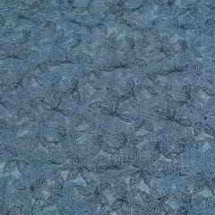 Grey Color Imported Net Embroidered Fabric