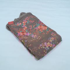 Taupe Color Georgette Embroidered Fabric