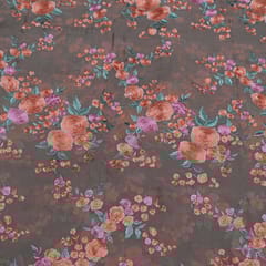 Taupe Color Georgette Embroidered Fabric