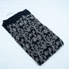 Black Color Linen Milanch Embroidered Fabric