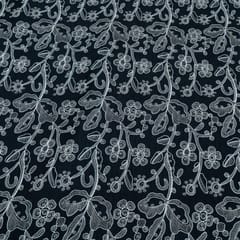 Black Color Linen Milanch Embroidered Fabric