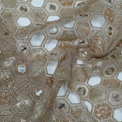 Gold Color Net Embroidered Fabric