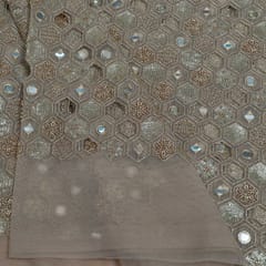 Gold Color Net Embroidered Fabric