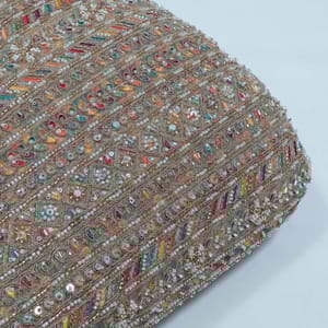 Multi Color Net Embroidered Fabric