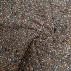 Multi Color Net Embroidered Fabric