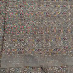 Multi Color Net Embroidered Fabric