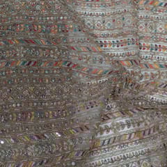 Multi Color Net Embroidered Fabric