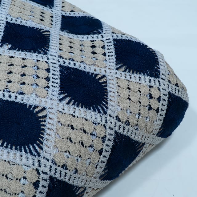 Blue Color Imported Crochet Fabric