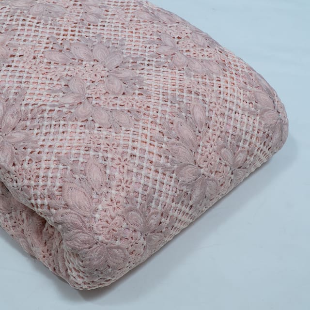 Pink Color Imported Crochet Fabric