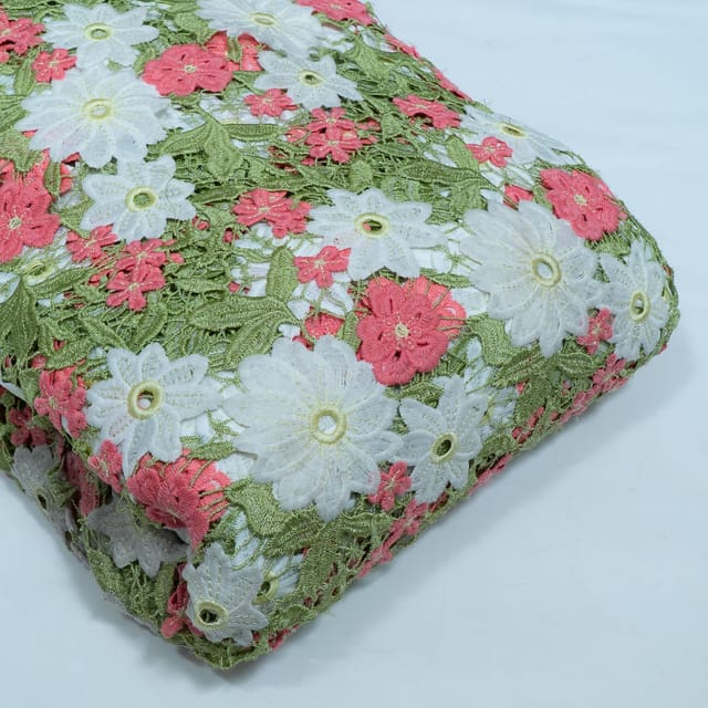 Green Color Chemical Lace Fabric