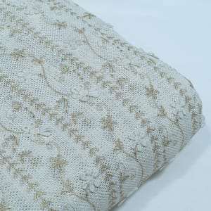 Cream Color Imported Lace Embroidered Fabric