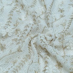 Cream Color Imported Lace Embroidered Fabric
