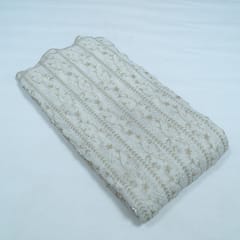 Cream Color Imported Lace Embroidered Fabric