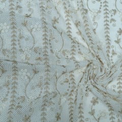 Cream Color Imported Lace Embroidered Fabric