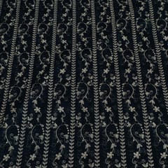 Black Color Imported Lace Embroidered Fabric