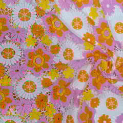 Pink Color Chemical Lace Fabric