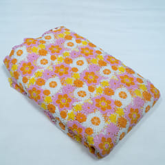 Pink Color Chemical Lace Fabric