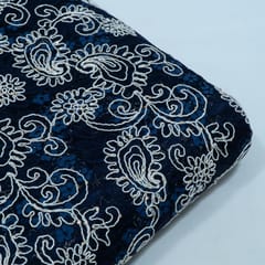 Blue Color Imported Crochet Fabric