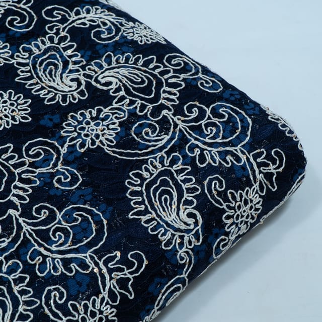 Blue Color Imported Crochet Fabric