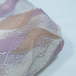 Peach Color Imported Net Embroidered Fabric