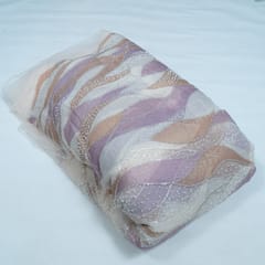 Peach Color Imported Net Embroidered Fabric