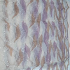 Peach Color Imported Net Embroidered Fabric
