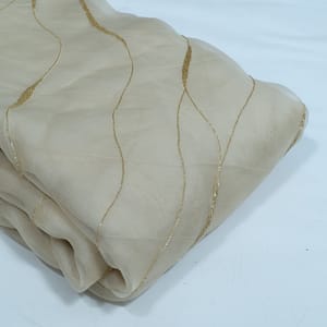 Beige Color Pure Organza Embroidered Fabric