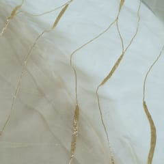 Beige Color Pure Organza Embroidered Fabric