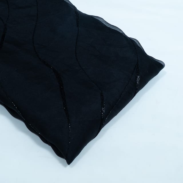 Black Color Pure Organza Embroidered Fabric