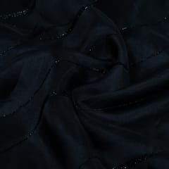 Black Color Pure Organza Embroidered Fabric