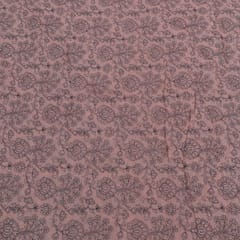 Peach Color Chanderi Embroidered Fabric