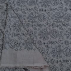 Taupe Color Chanderi Embroidered Fabric