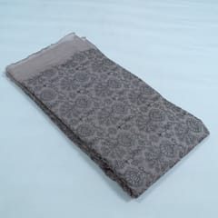 Taupe Color Chanderi Embroidered Fabric