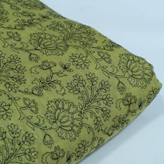 Green Color Chanderi Embroidered Fabric