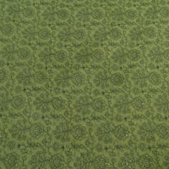 Green Color Chanderi Embroidered Fabric