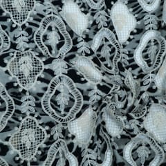Grey Color Crepe Cutwork Embroidered Fabric